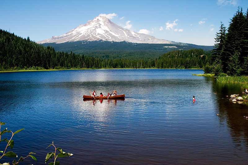 Trillium Lake in Oregon is just one of many lakes that offer great opportunities for water sports.