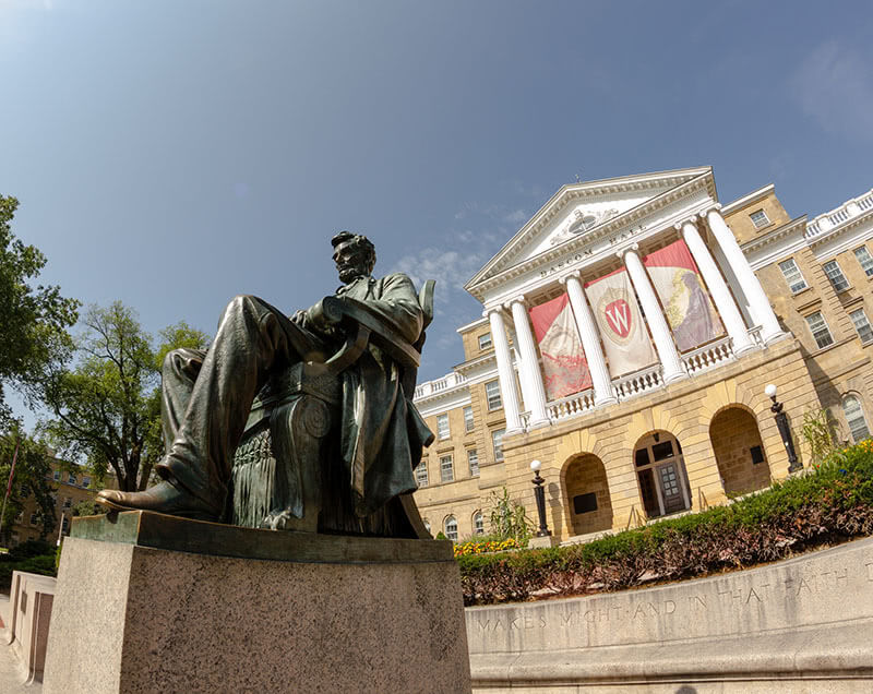 University of Wisconsin campus sculpture of Abraham Lincoln statue.
