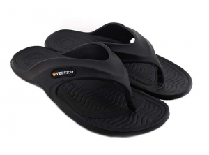 Black rubber Vertico shower flip flops. Click to view its Amazon page.