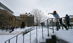 One of the weird traditions is a large snowball fight.