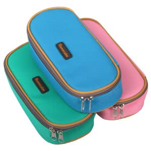 Blue, green, and pink Homecube pencil cases. Click to view its Amazon page.