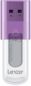 Purple and white Lexar flashdrive. Click to view its Amazon page.