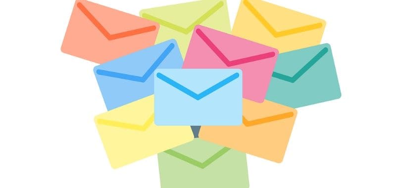 Multiple colorful envelope icon together.