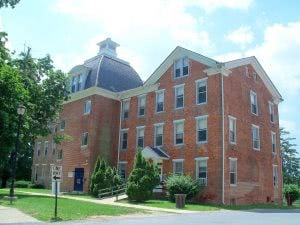 A Lincoln University red brick campus building.