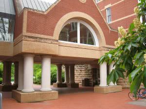 Macalester College campus library building.