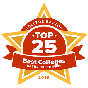 College Raptor Rankings star badge that says "Top 25 Best Colleges in the Northwest 2018".