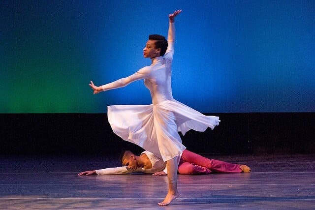 A girl dancing on stage in CAPA High School Winter Dance Show.