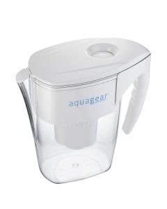 White Aquagear water filter pitcher. Click to view its Amazon page.