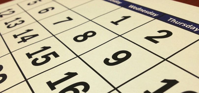 A close-up of a calendar.