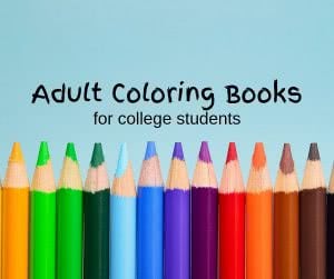 Colored pencils with text: adult coloring books