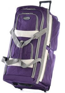 A purple Olympia rolling duffel bag. Click the image to visit its Amazon page. 